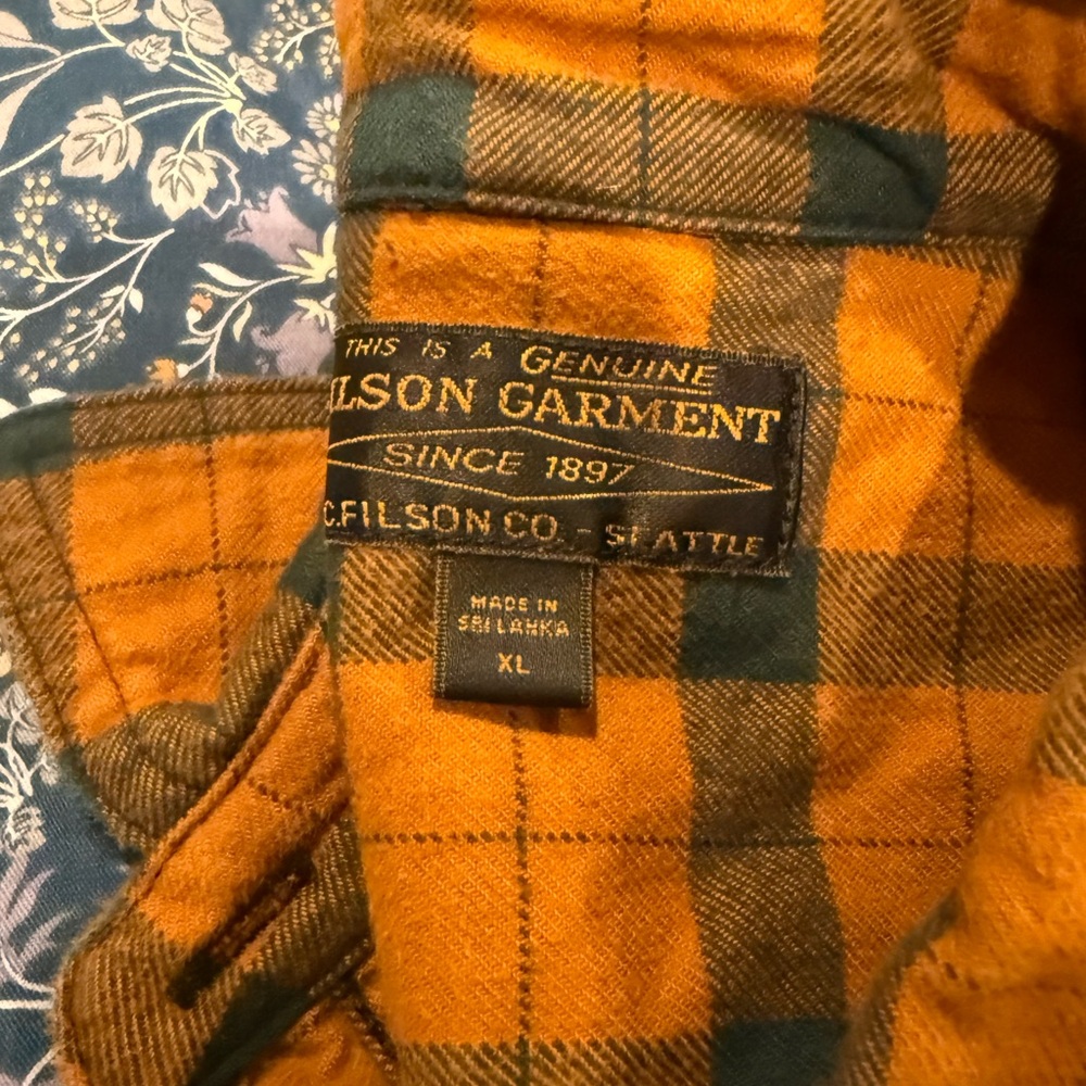 Filson Orange and Green Alaskan Guide Shirt (flannel)